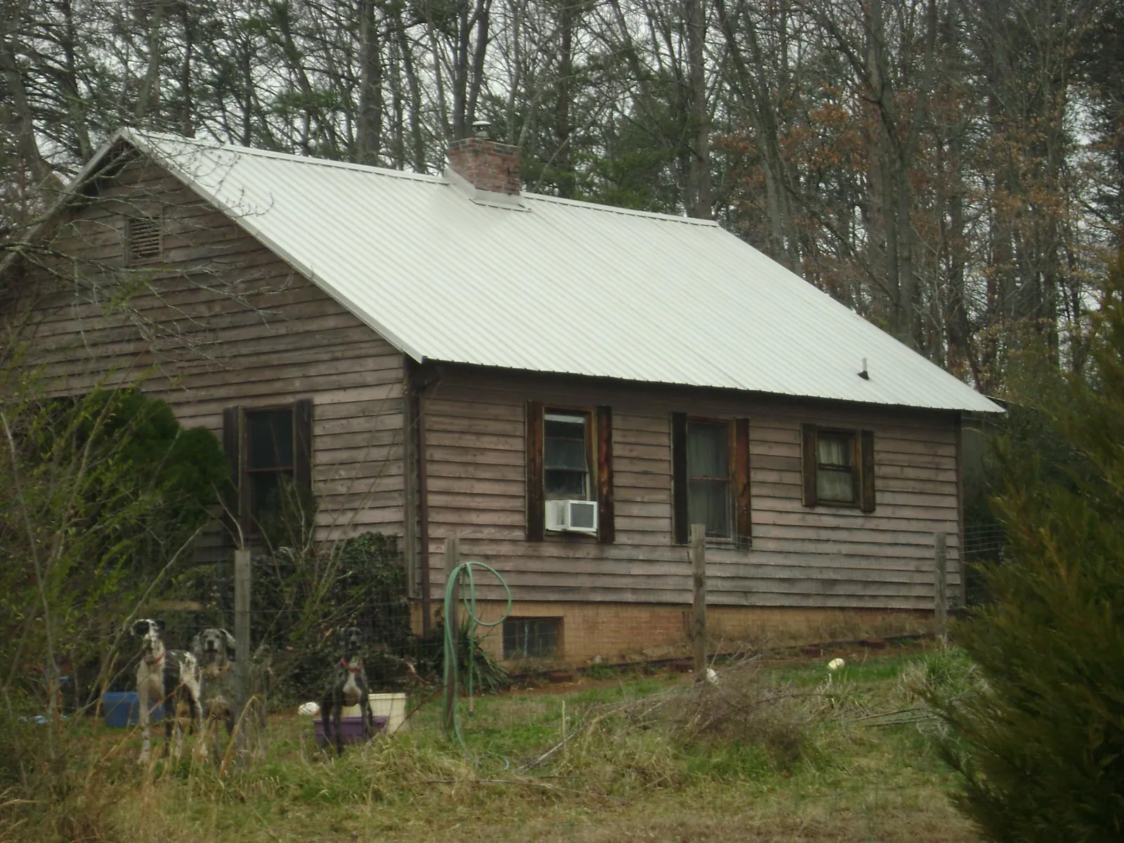 White metal roof on an old wood sided farmhouse, from a Asphalt Shingle Roof Repair job in Oak Hill